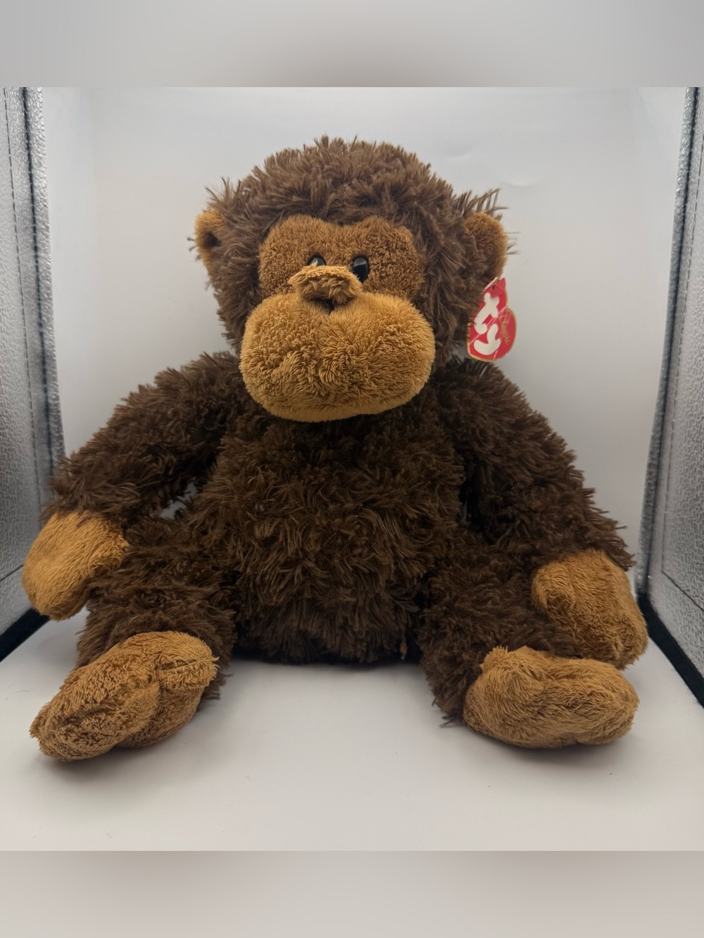 Ty Brown and Tan Plush Monkey - Soft Cuddly Ape Toy